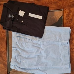 Bundle Men's NEW Shorts & Polo  Size 46 light blue short XXL black polo